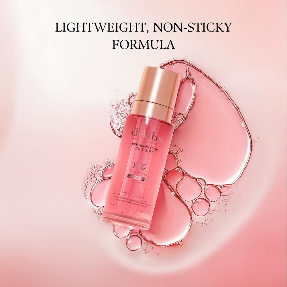 d'alba Piedmont hair shine with bottle illustrating luminous, healthy-looking strands