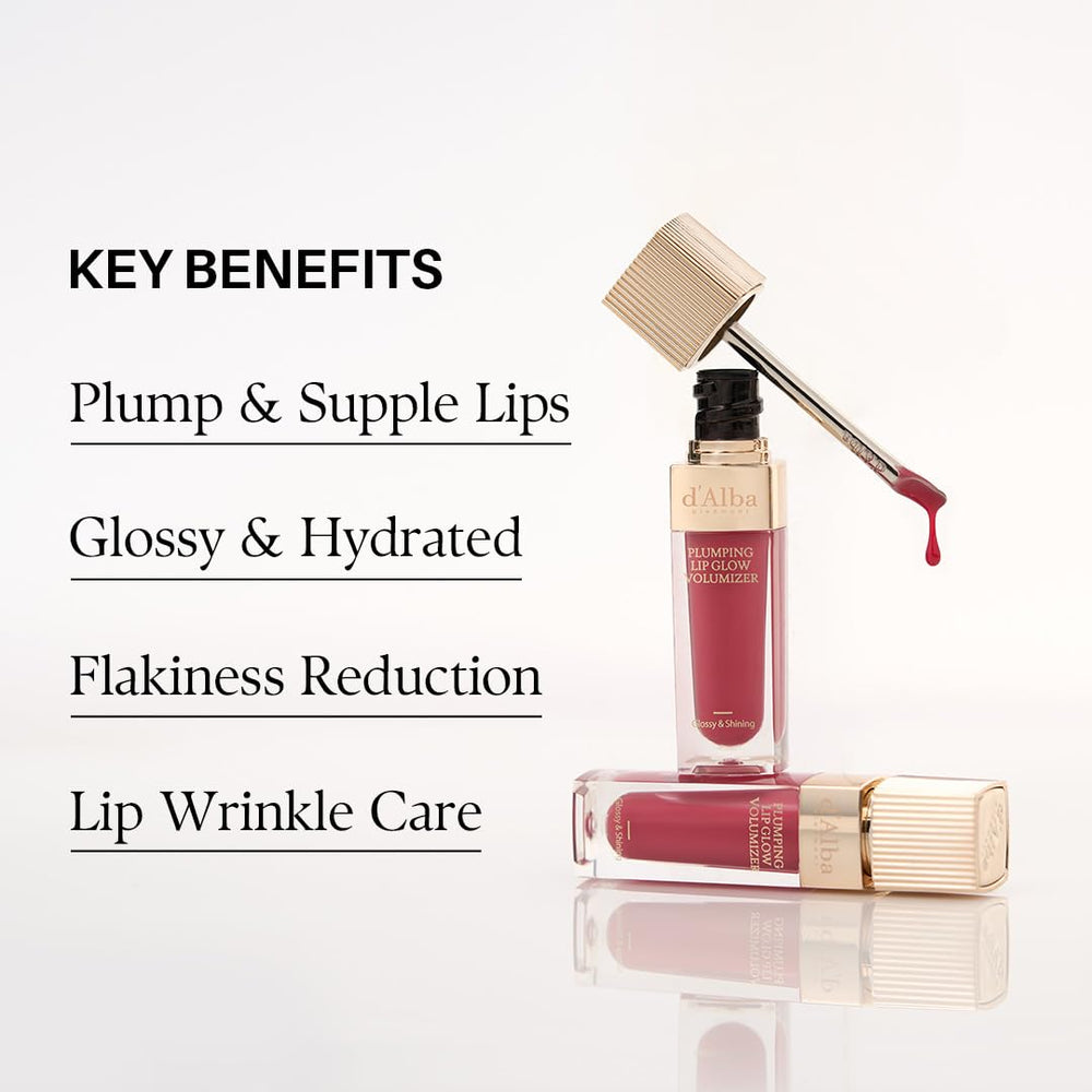 d'alba Piedmont Lip Glow Mood Volumizer vegan ceramide supports lip comfort.