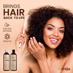 Damila curly-definition closeup showing enhanced bounce and softness.