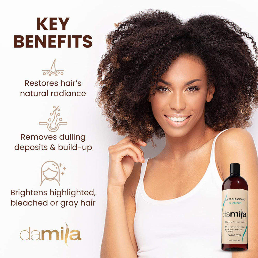 Damila Deep Cleansing Shampoo prep-keratin-treatment opens cuticle for better absorption.