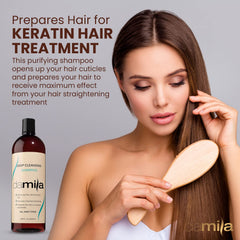 Damila Deep Cleansing Shampoo water rinse demonstrates easy rinse-off and scalp refresh