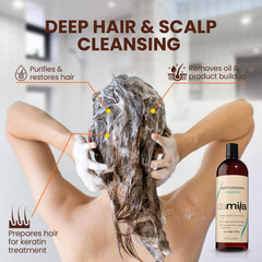 Damila Deep Cleansing Shampoo wet-hair-application for cleansing.