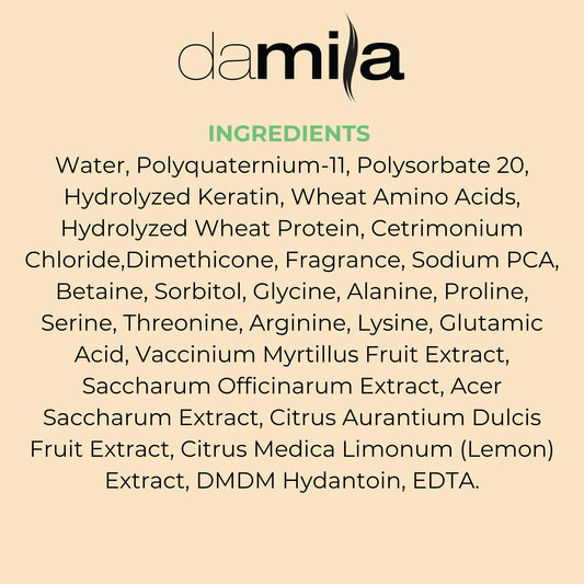 Damila Keratin Leave-In applied on wet hair for easy combing