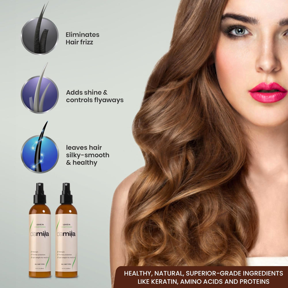 Heat protection before styling with Damila Leave-In for frizz control