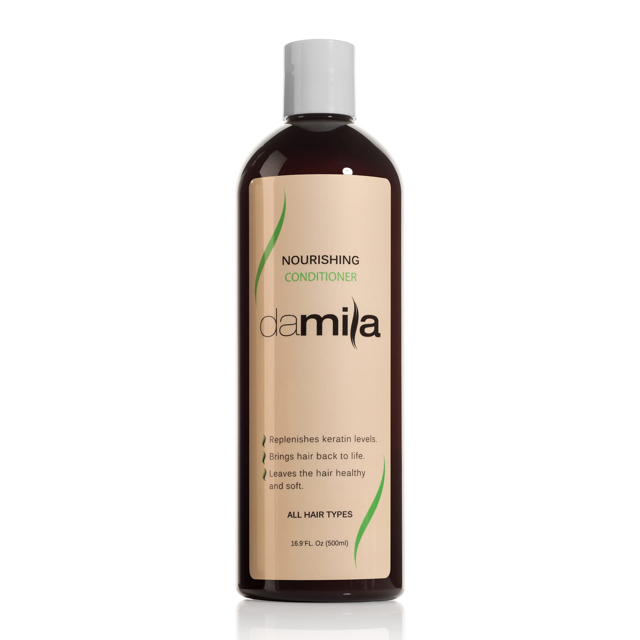 Damila Nourishing Conditioner bottle shows keratin and aloe for smoother hair