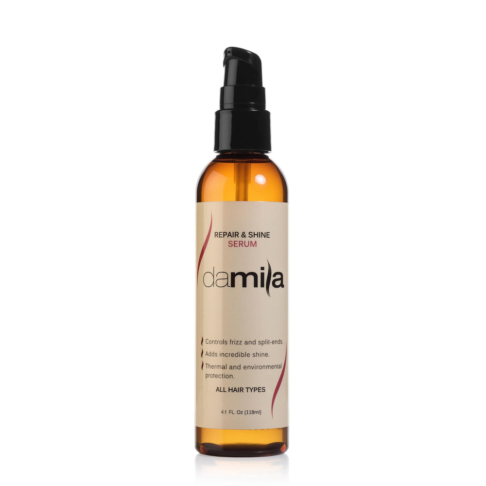 damila Repair & Shine Serum bottle with pump for precise application and frizz control