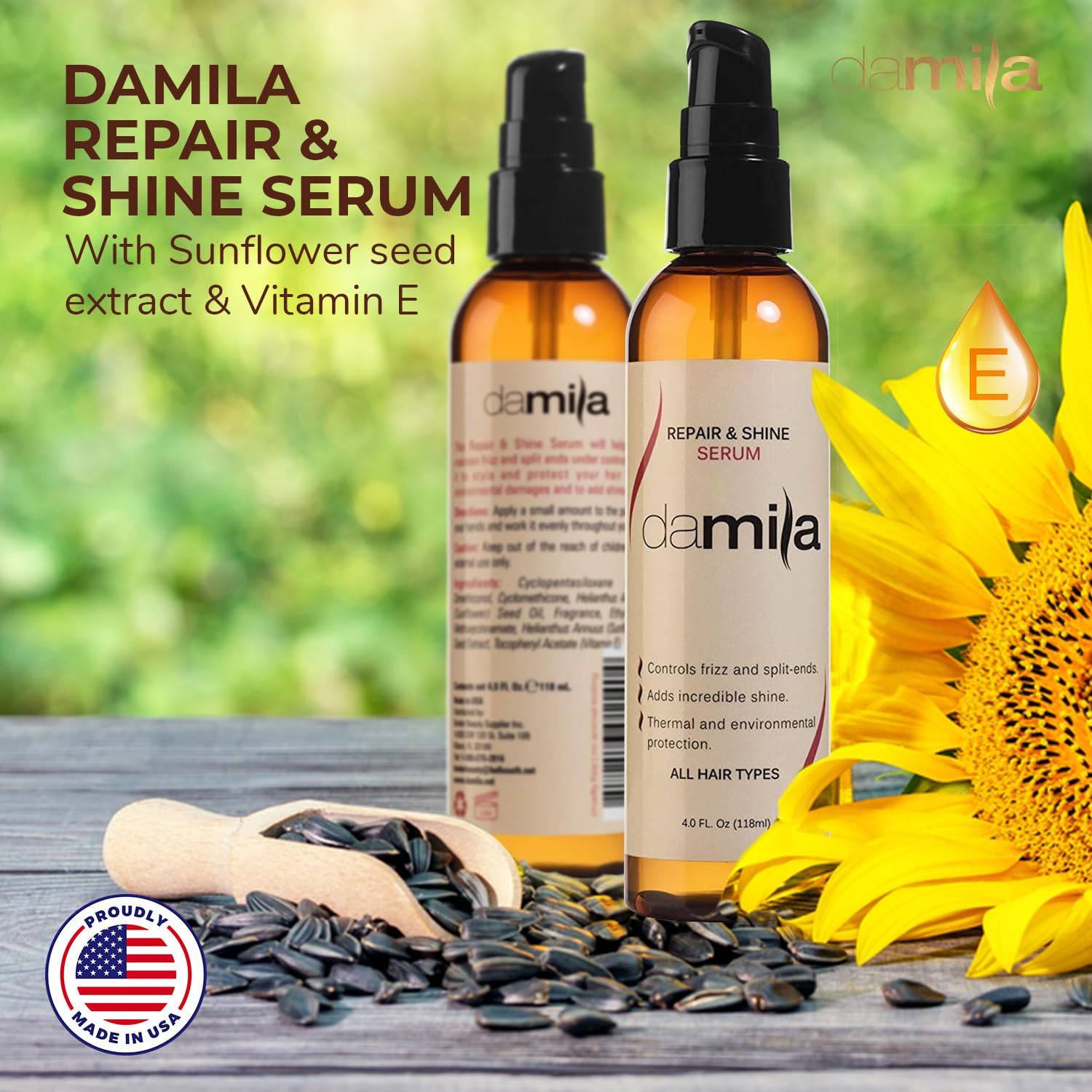 damila Repair & Shine Serum on damp hair for even distribution and shine