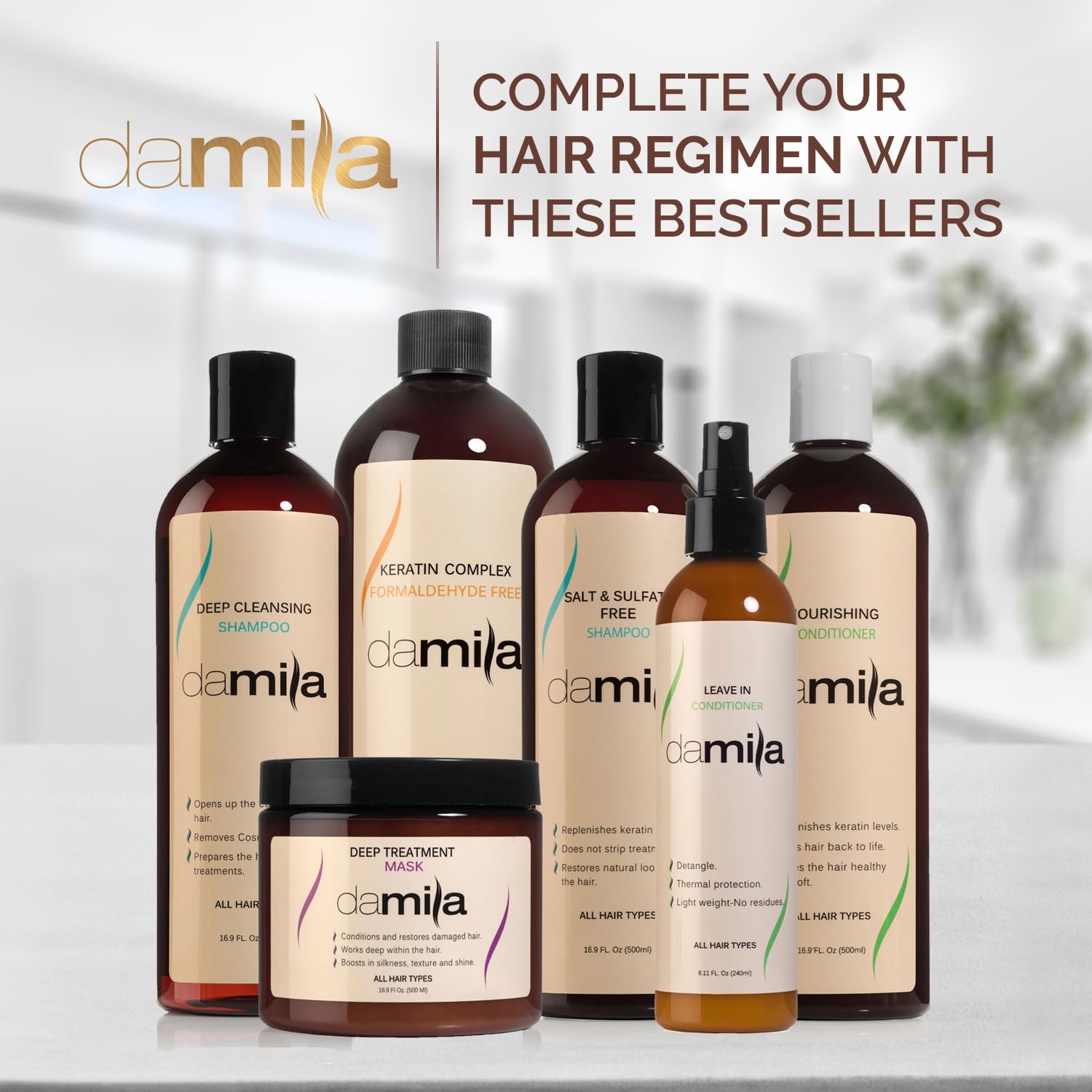 damila Repair & Shine Serum used as heat protection styling aid on styled hair