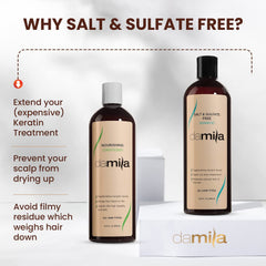 Damila shampoo and conditioner set closeup showing product texture.