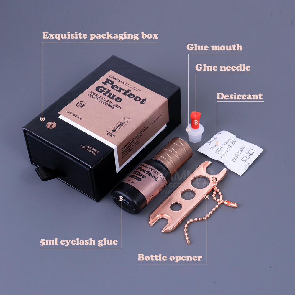 DAMMAN No.12 dark black formula creates seamless lash extensions with low odor.