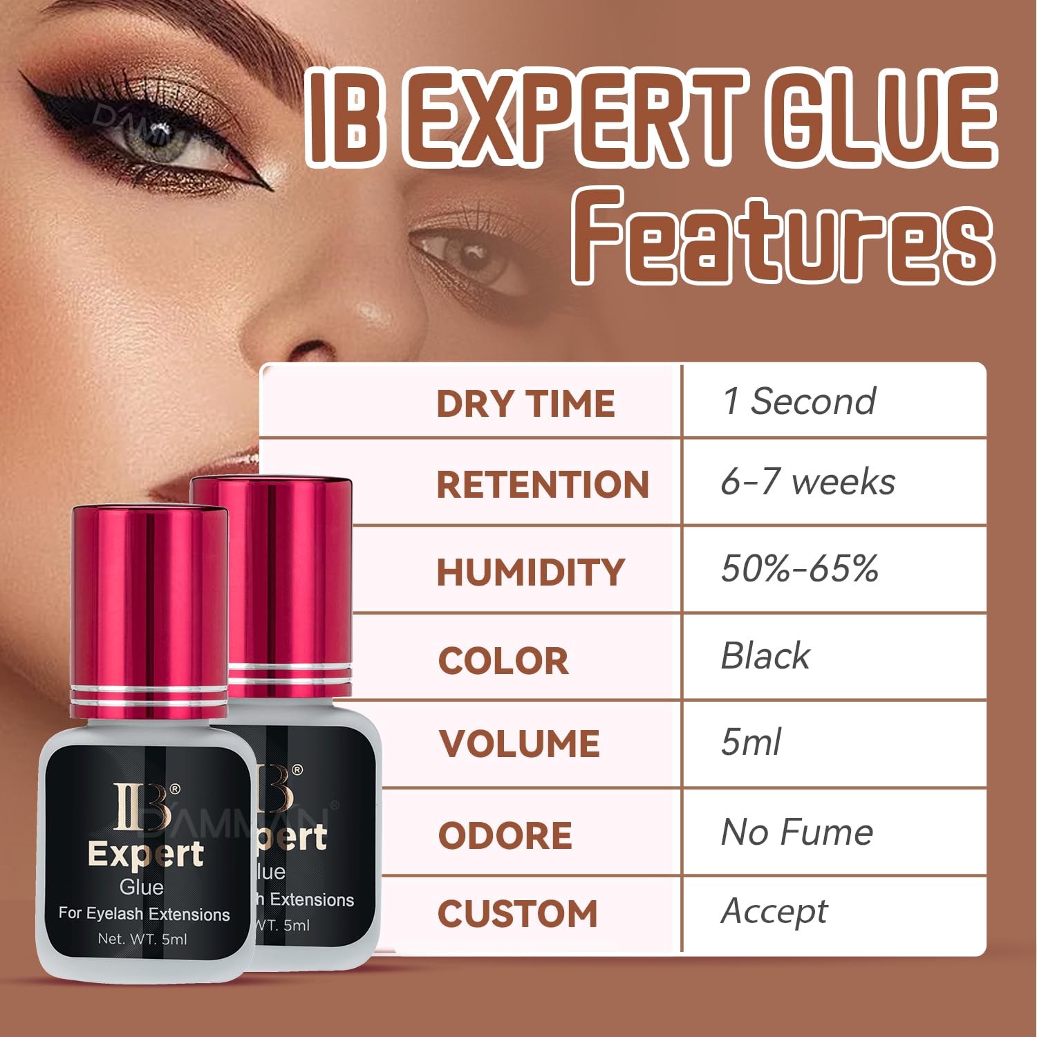 DAMMAN One Bottle 5ml black adhesive cap for bold eyelash holds