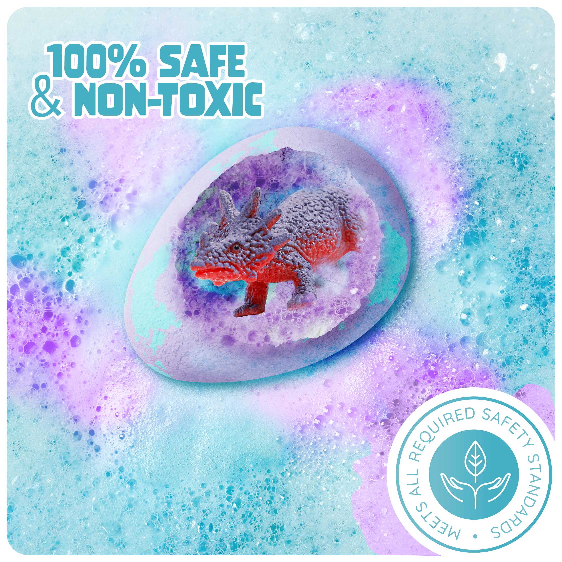 Dan&Darci Dino Egg Bath Bombs cards explain dinosaur history after reveal