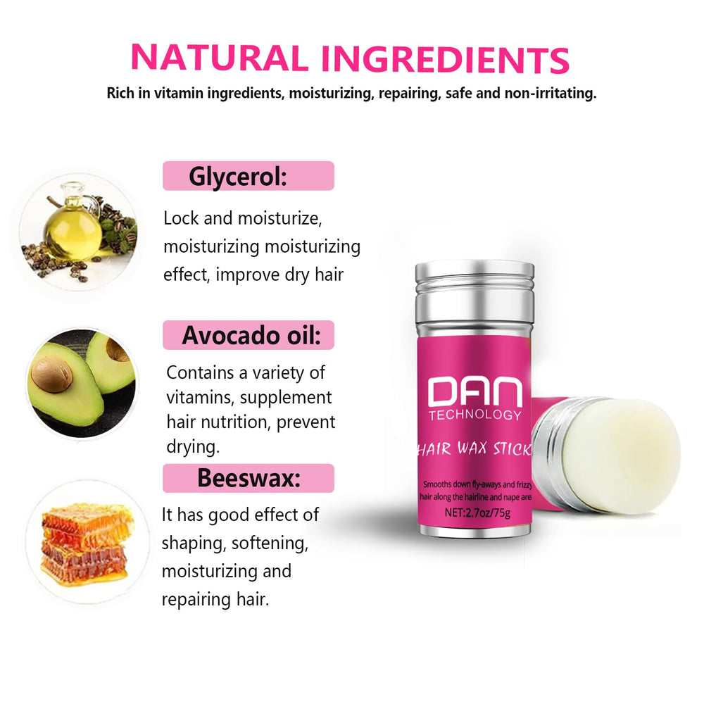 DAN Technology Hair Wax Stick with lid open for easy application and control.
