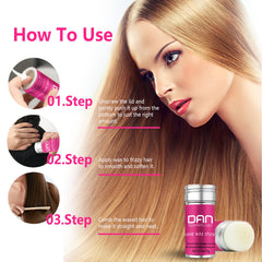 DAN Technology Hair Wax Stick smoothing loose strands into a neat style.