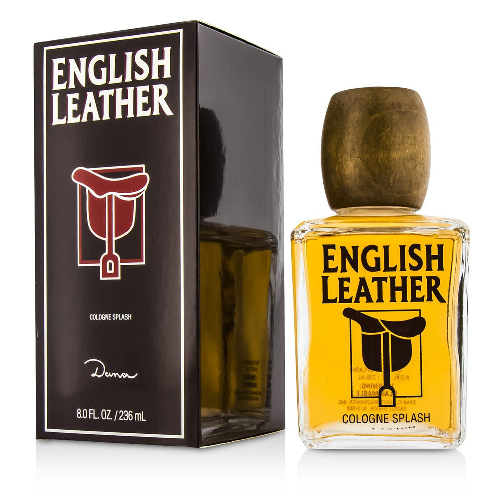 Dana English Leather Cologne bottle splash highlighting citrus and leather for daily wear