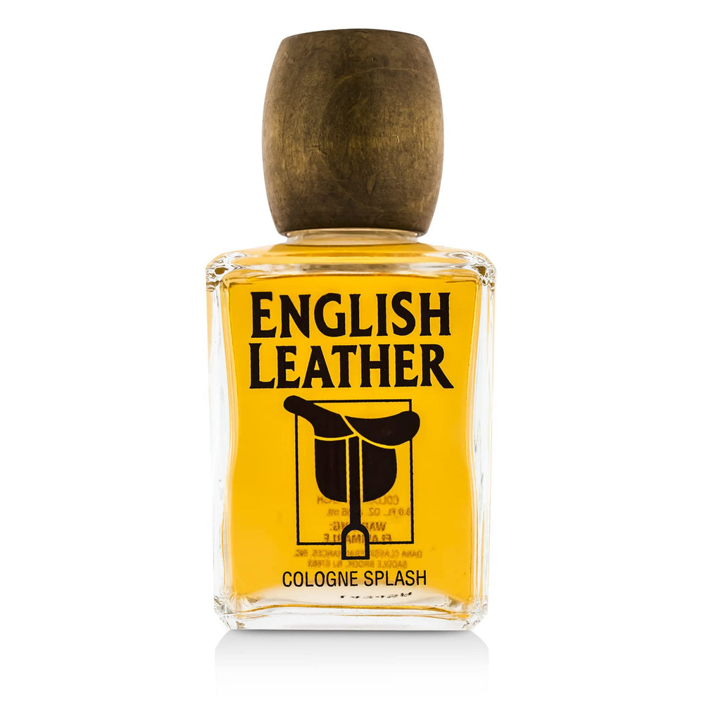 Dana English Leather Cologne packaging and label close-up suggests casual fragrance ready to wear