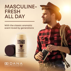 Dana English Leather cap closeup displays sleek, masculine design for daily grooming.