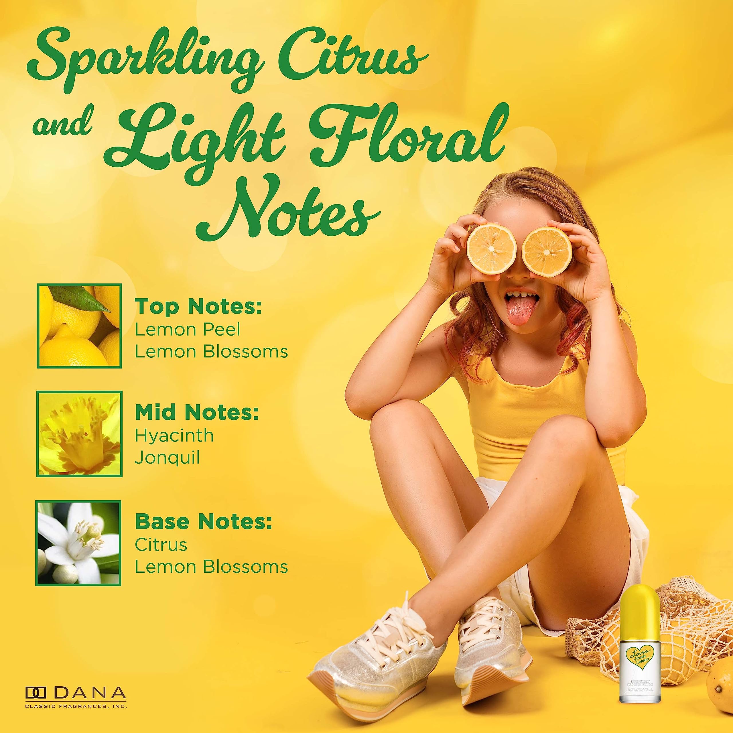Close-up reveals lemon peel and hyacinth notes in Dana Love's Fresh Lemon