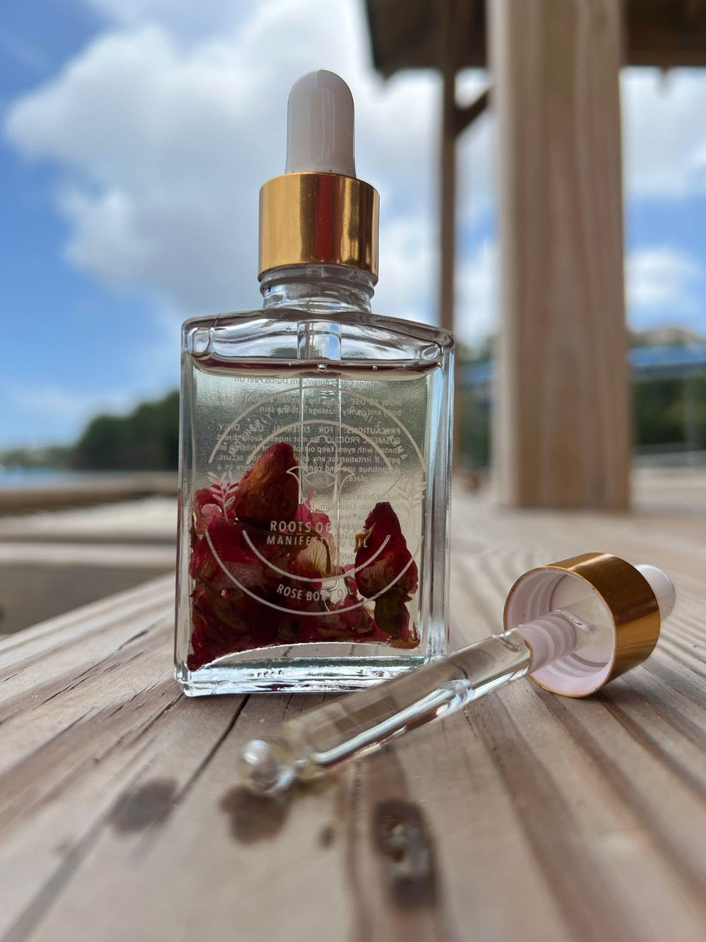 Rose-infused Dani's Karma oil nourishes skin and soothes inflammation