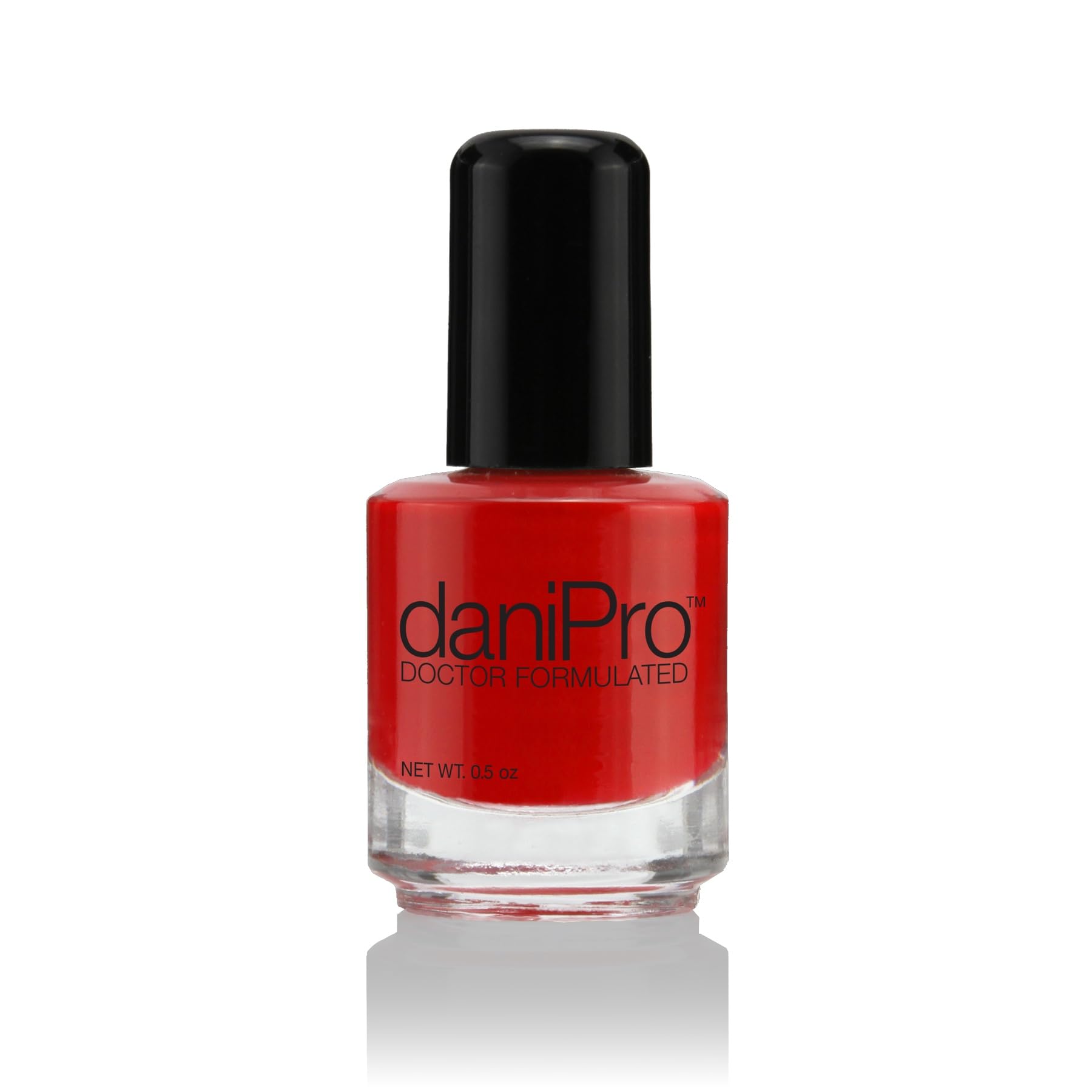 daniPro First Kiss bottle front with bold red nail polish shade