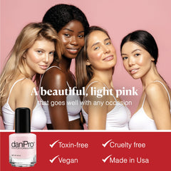 DaniPro Love is All pink polish brush applying color for a smooth, fast-drying manicure.