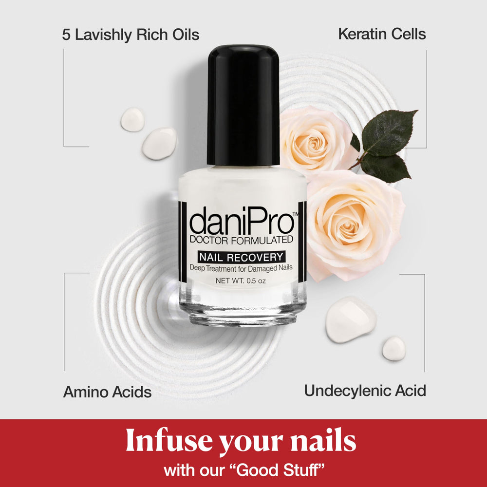 daniPro application brush demonstrates easy, smooth base coat for damaged nails