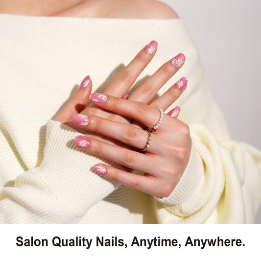 DANNI AND TONI Daisy Pink gradient wrap adds shimmer for everyday nails
