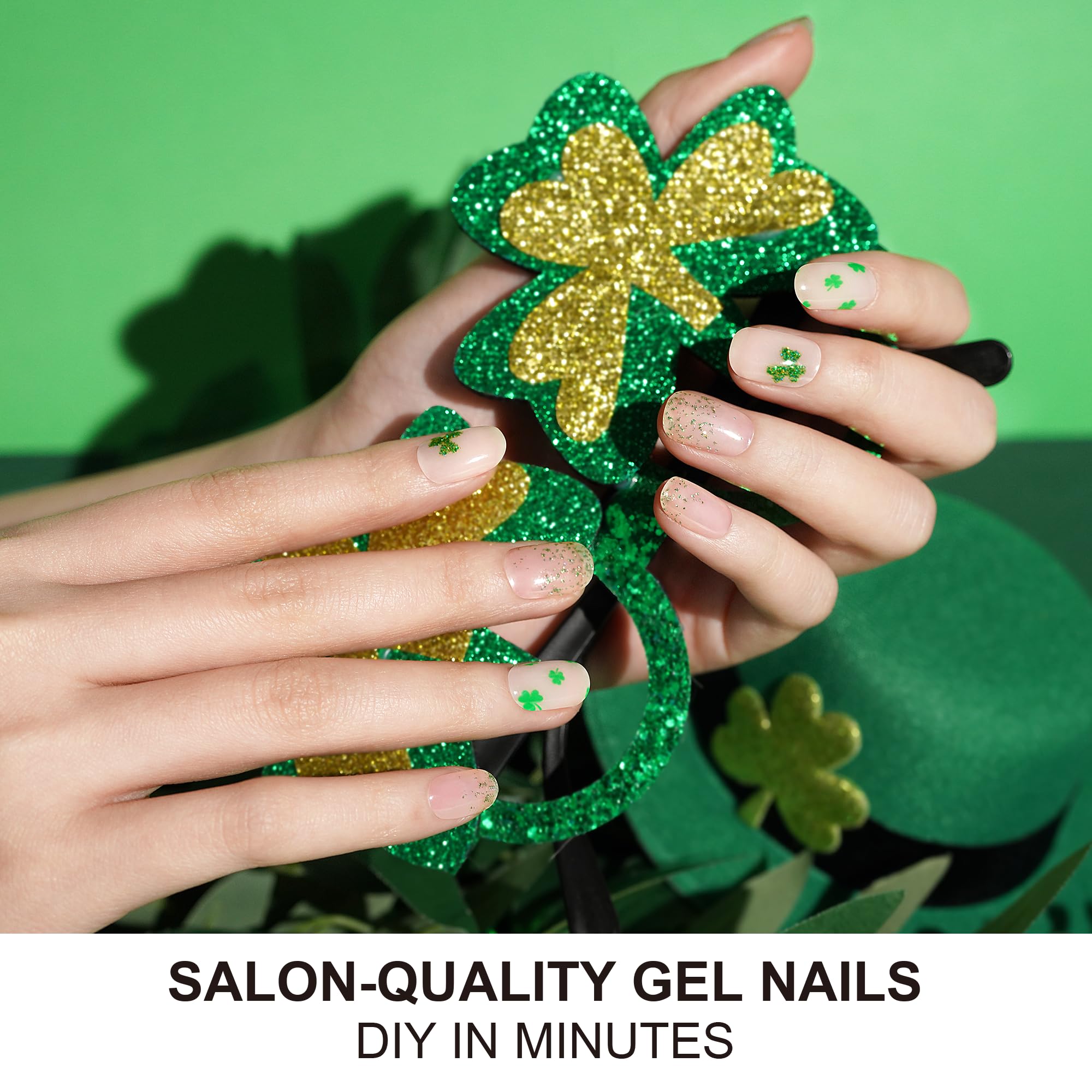 DANNI & TONI green glitter semicured wraps add sparkle