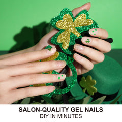 DANNI & TONI green glitter semicured wraps add sparkle