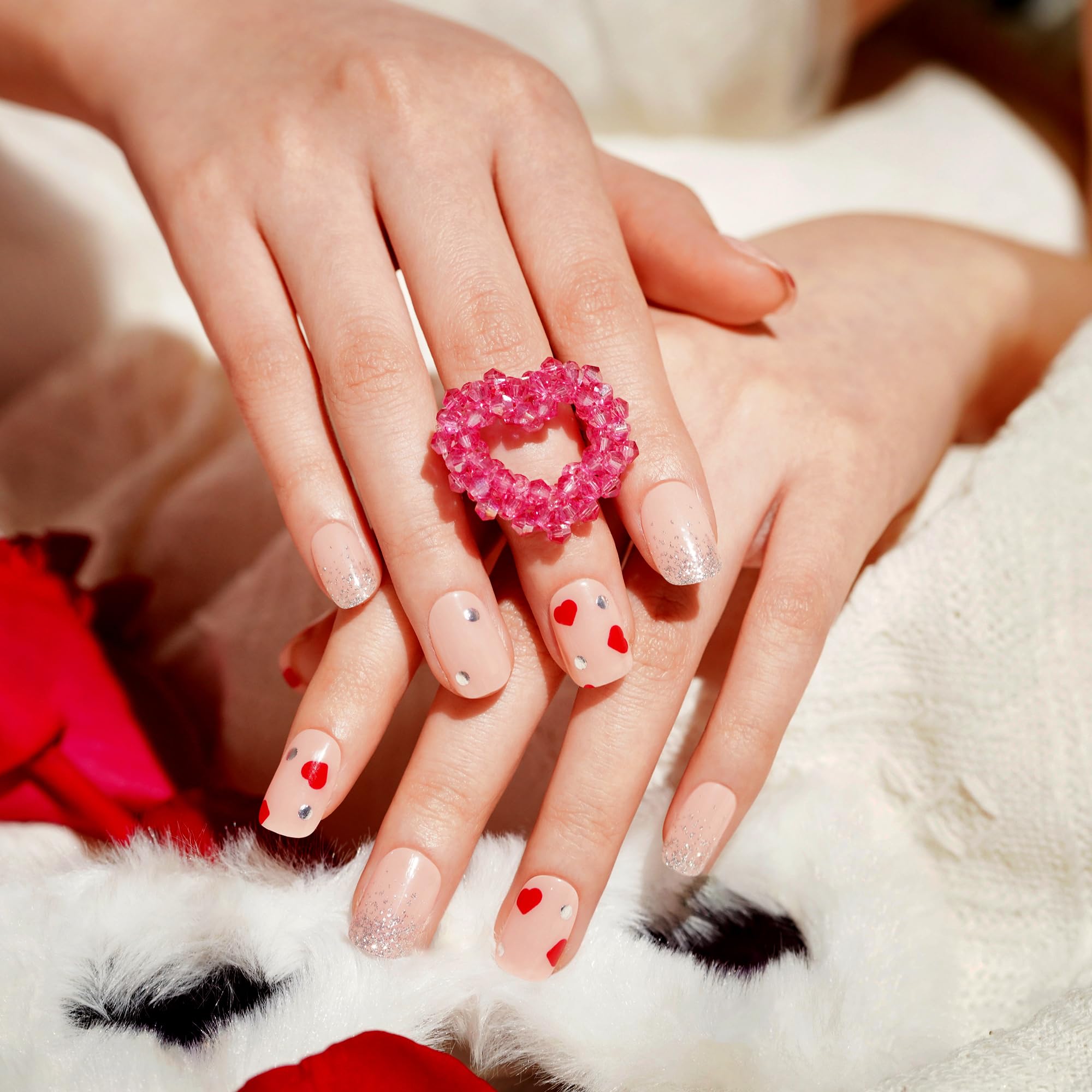 DANNI & TONI heart-pattern nail wraps offering instant salon-like shine at home