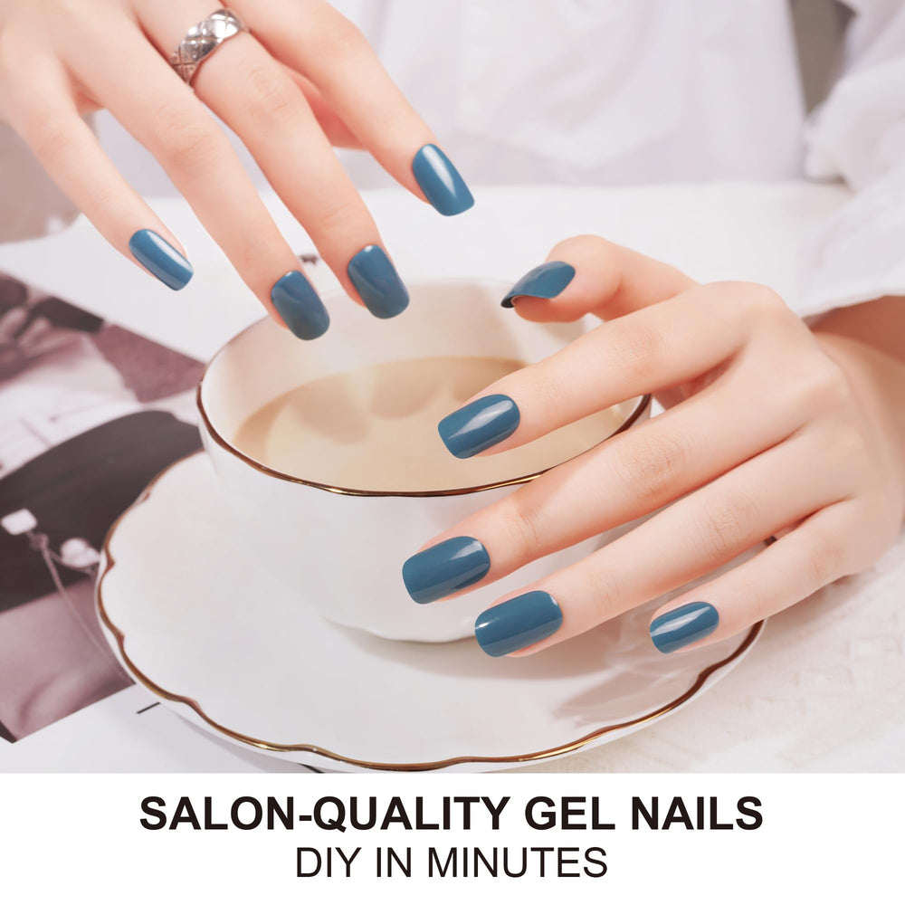 DANNI & TONI Indigo strips on nail with glossy blue finish for quick styling