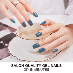 DANNI & TONI Indigo strips on nail with glossy blue finish for quick styling