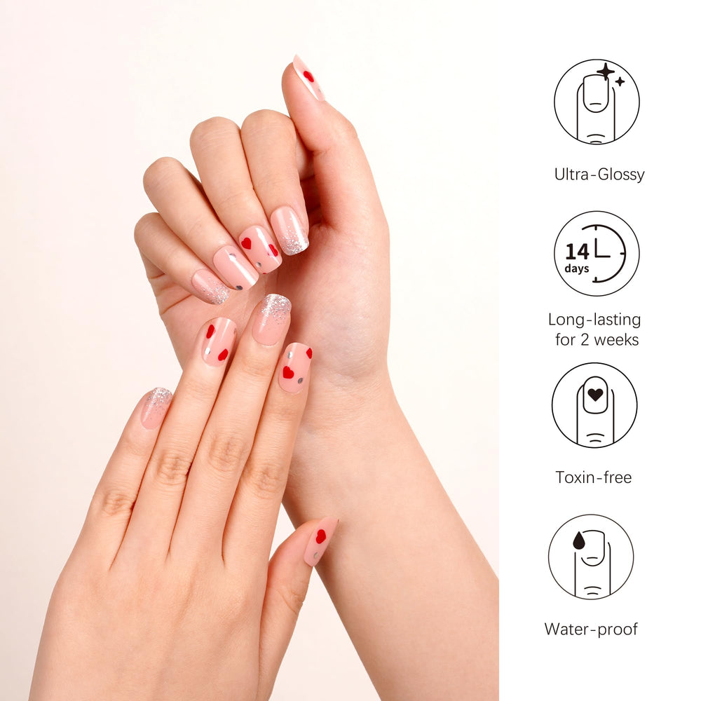 DANNI & TONI love-motif wraps adding romantic flair to nails