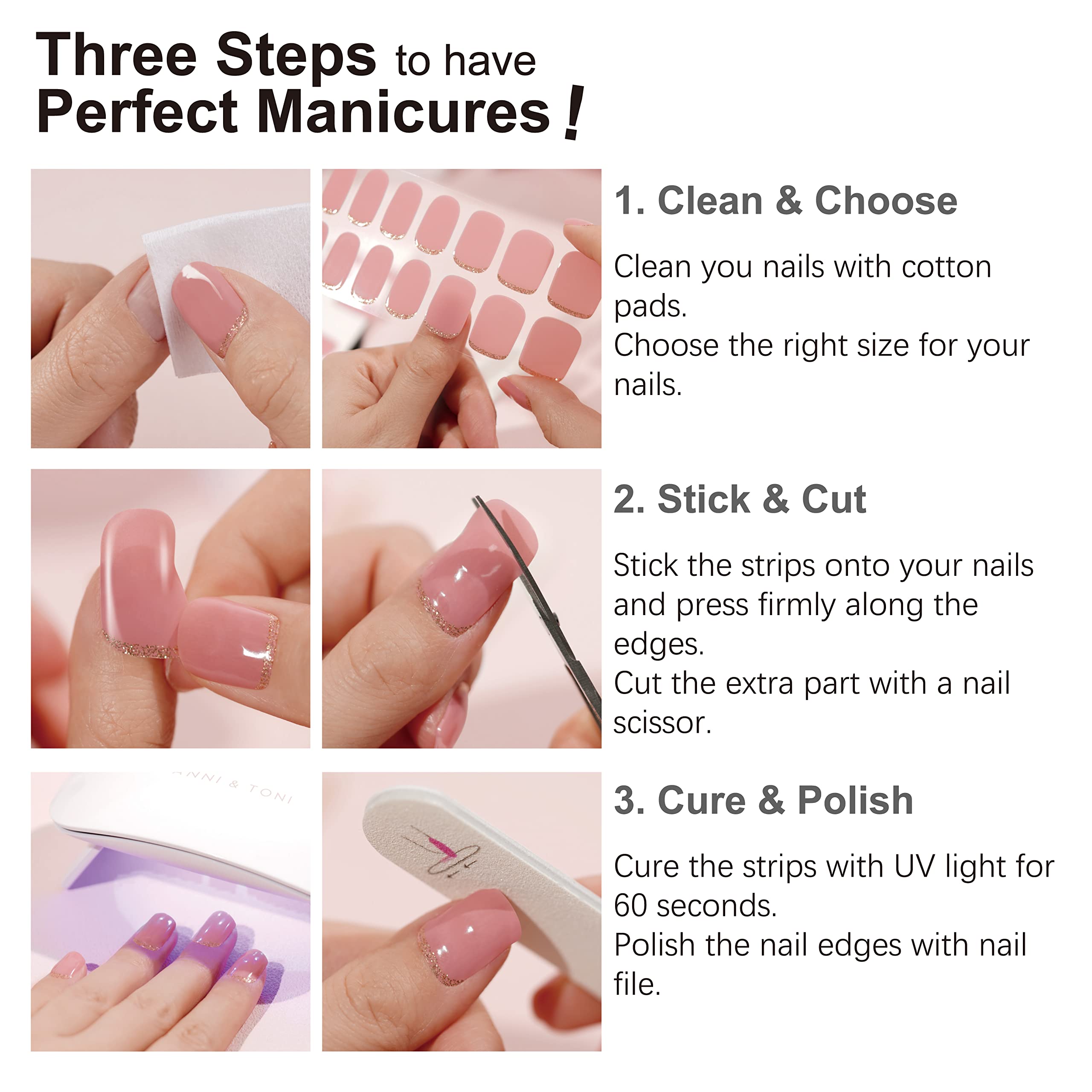 DANNI & TONI integrated gel wrap with no topcoat or additional drying time.