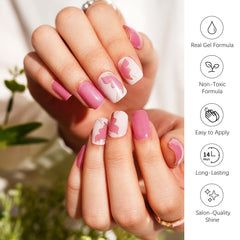 DANNI & TONI semi-cured gel wrap applied on nail with gradient pink