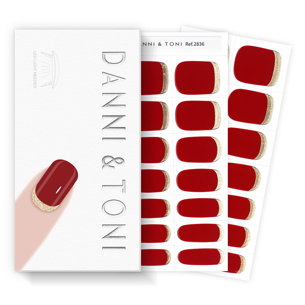 DANNI & TONI scarlet red semi-cured nail strips for fast at-home color
