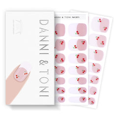 DANNI & TONI semi-cured gel strips with cherry-white French tips for salon looks