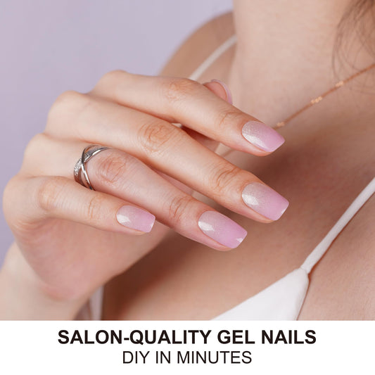 Lilac-sheen glitter ombre finish captured on DANNI AND TONI strips.