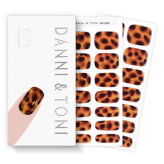 DANNI & TONI semi-cured gel nail wraps in cheetah print for quick at-home glamour.