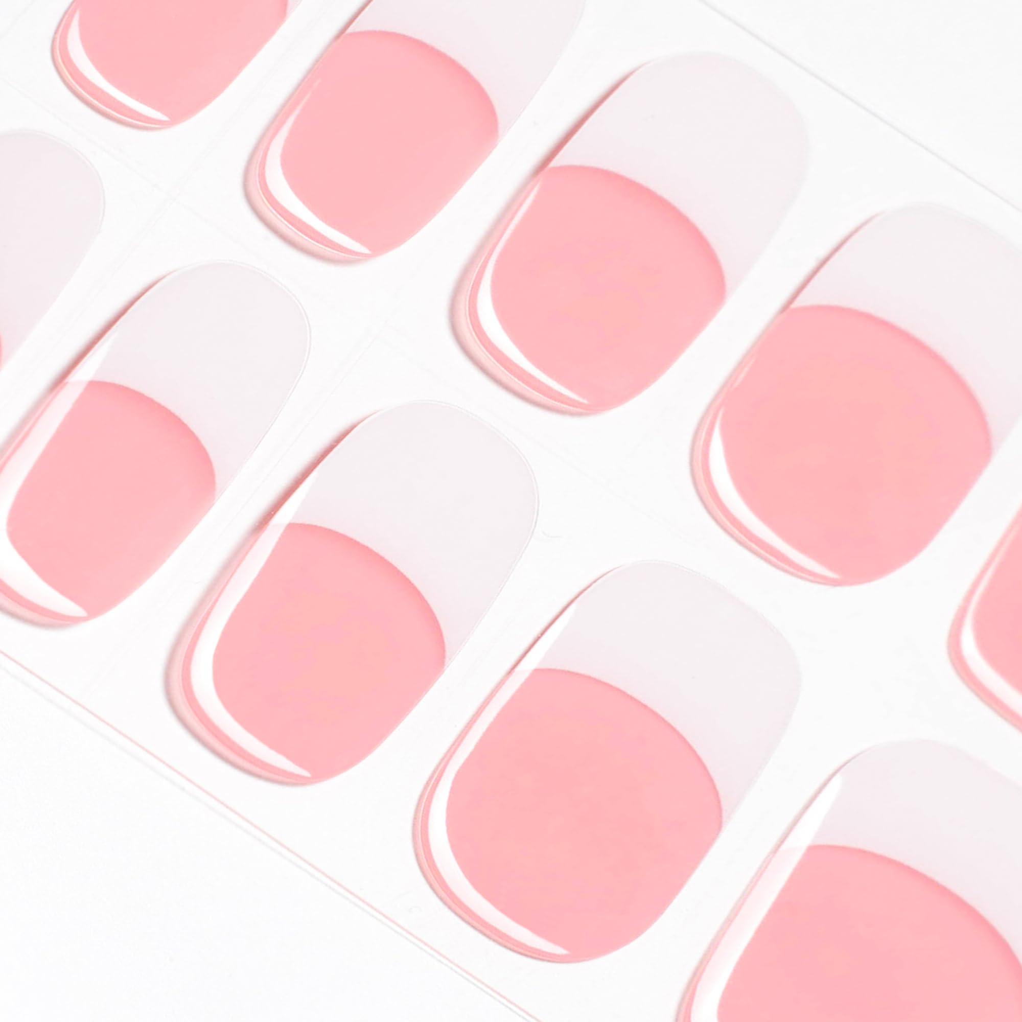 DANNI & TONI semi-cured gel nail wraps with white French tips for an easy at-home manicure.
