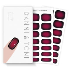 DANNI & TONI semi-cured nail wrap in black wine red ombre for quick at-home manicure.