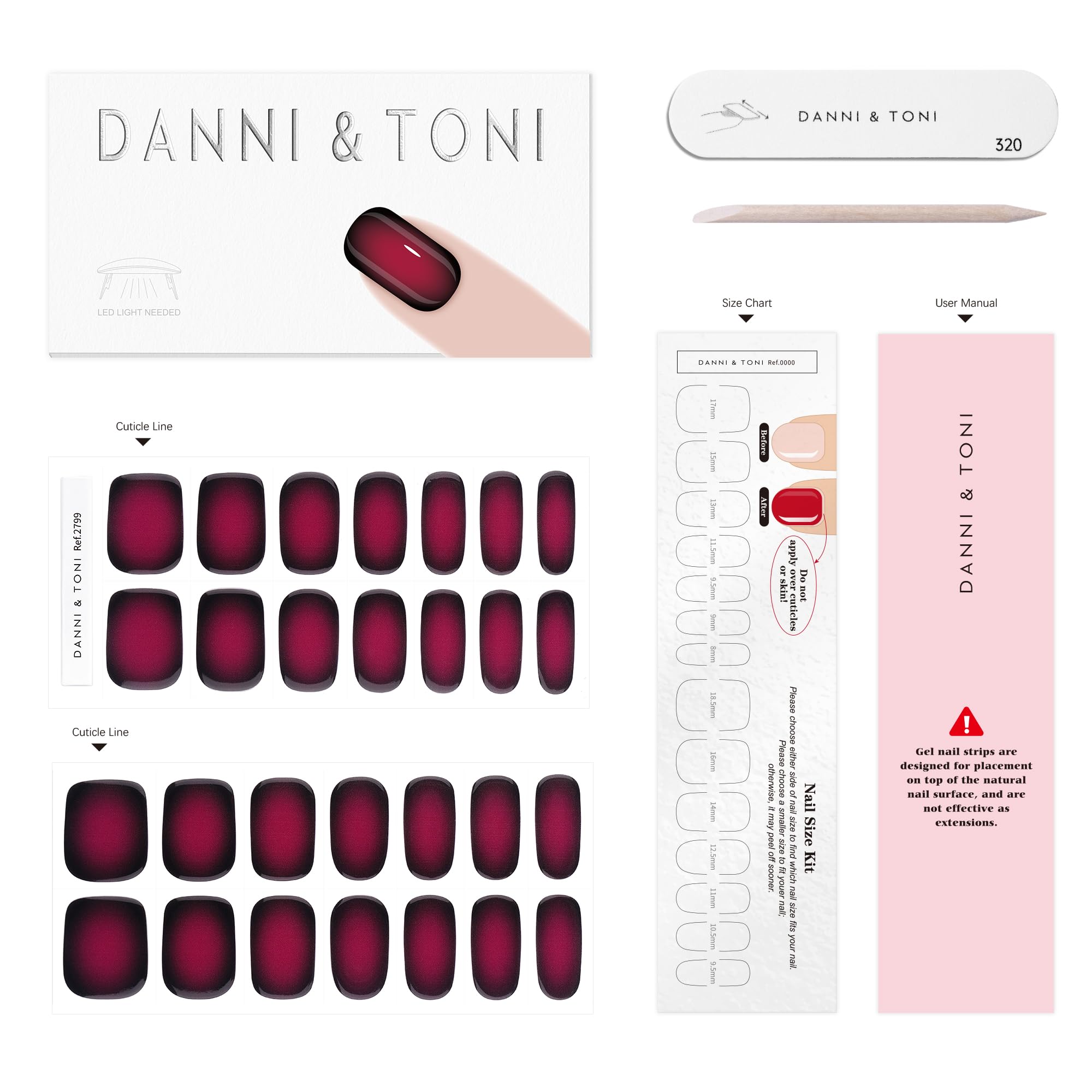 DANNI & TONI easy-apply wraps for instant manicure at home or on the go.