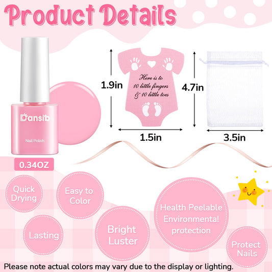 Dansib pink nail polish set packaging showing 12 bottles for party favors