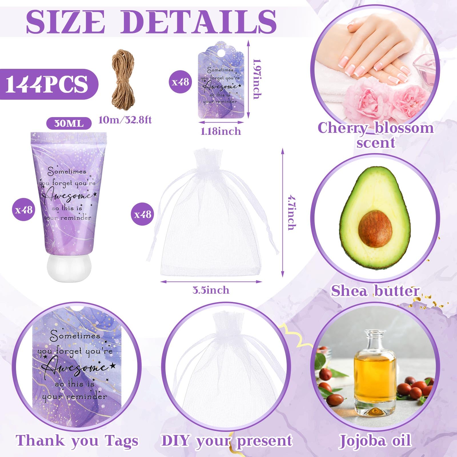 Dansib 48-hand-cream set with organza bags for easy sharing at events