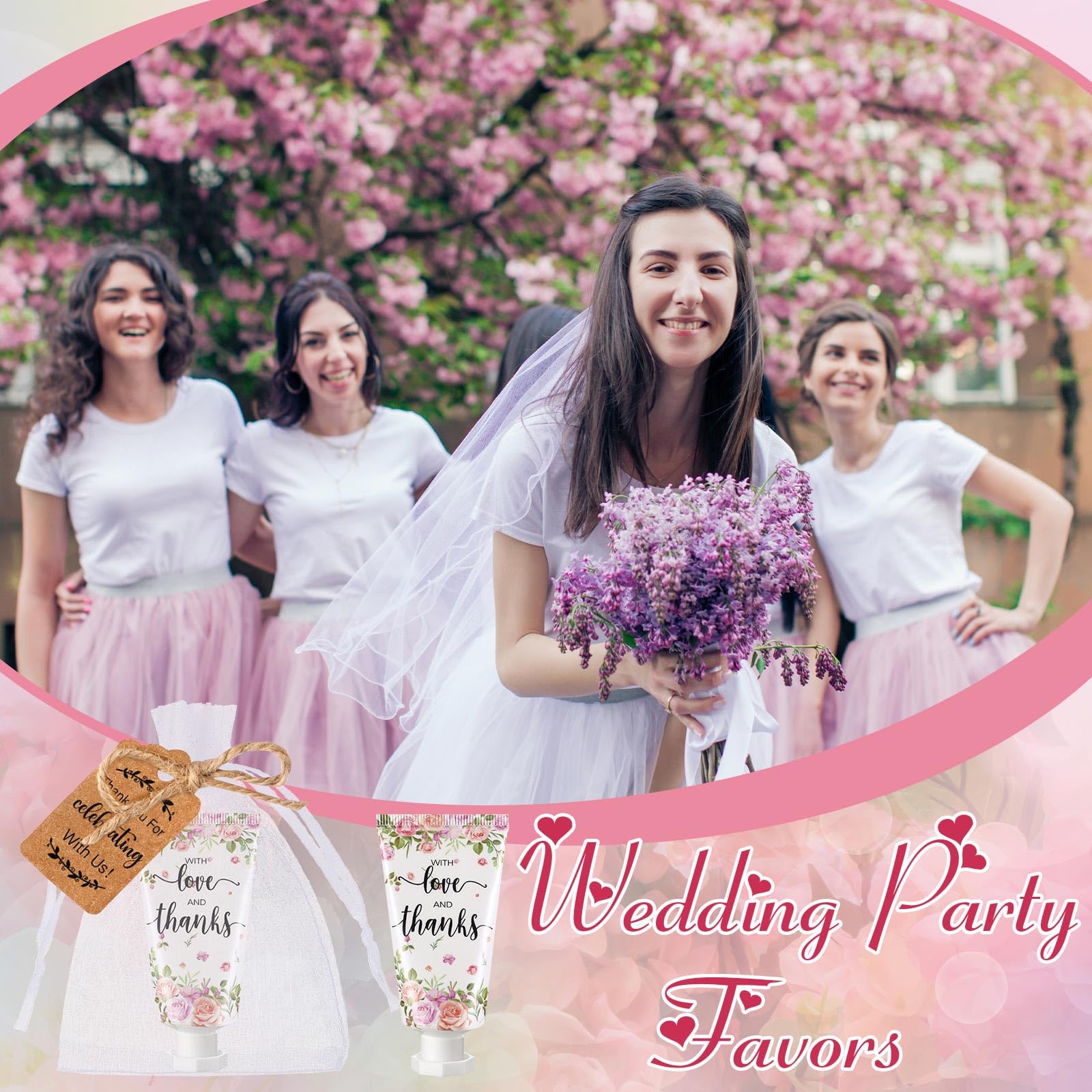 Dansib wedding favor set with 48 creams, bags, and tags for easy distribution.