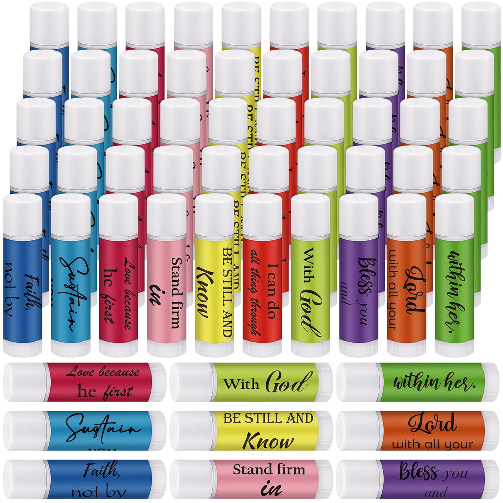 Dansib Christian lip balm bulk pack with Bible verse labels for church events.