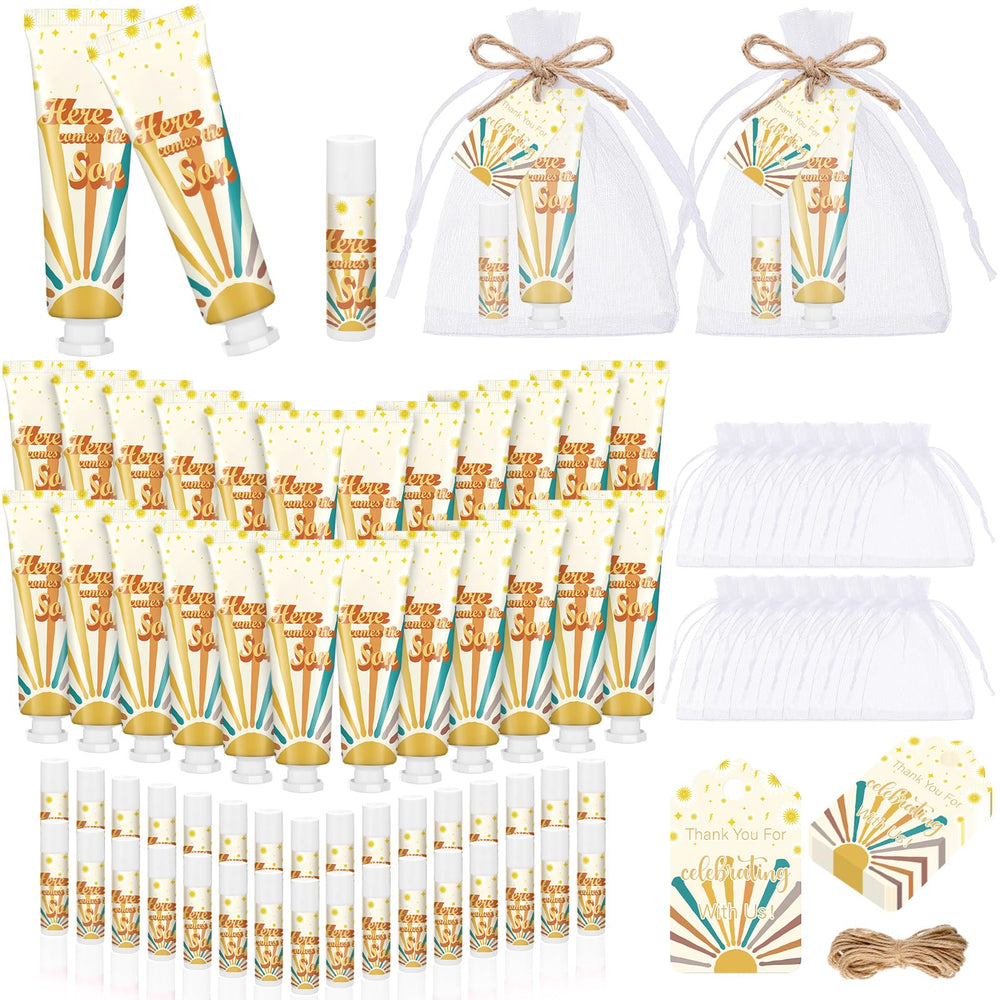 Dansib Here Comes The Sun hand cream close-up, ideal party favors for weddings and baby showers.