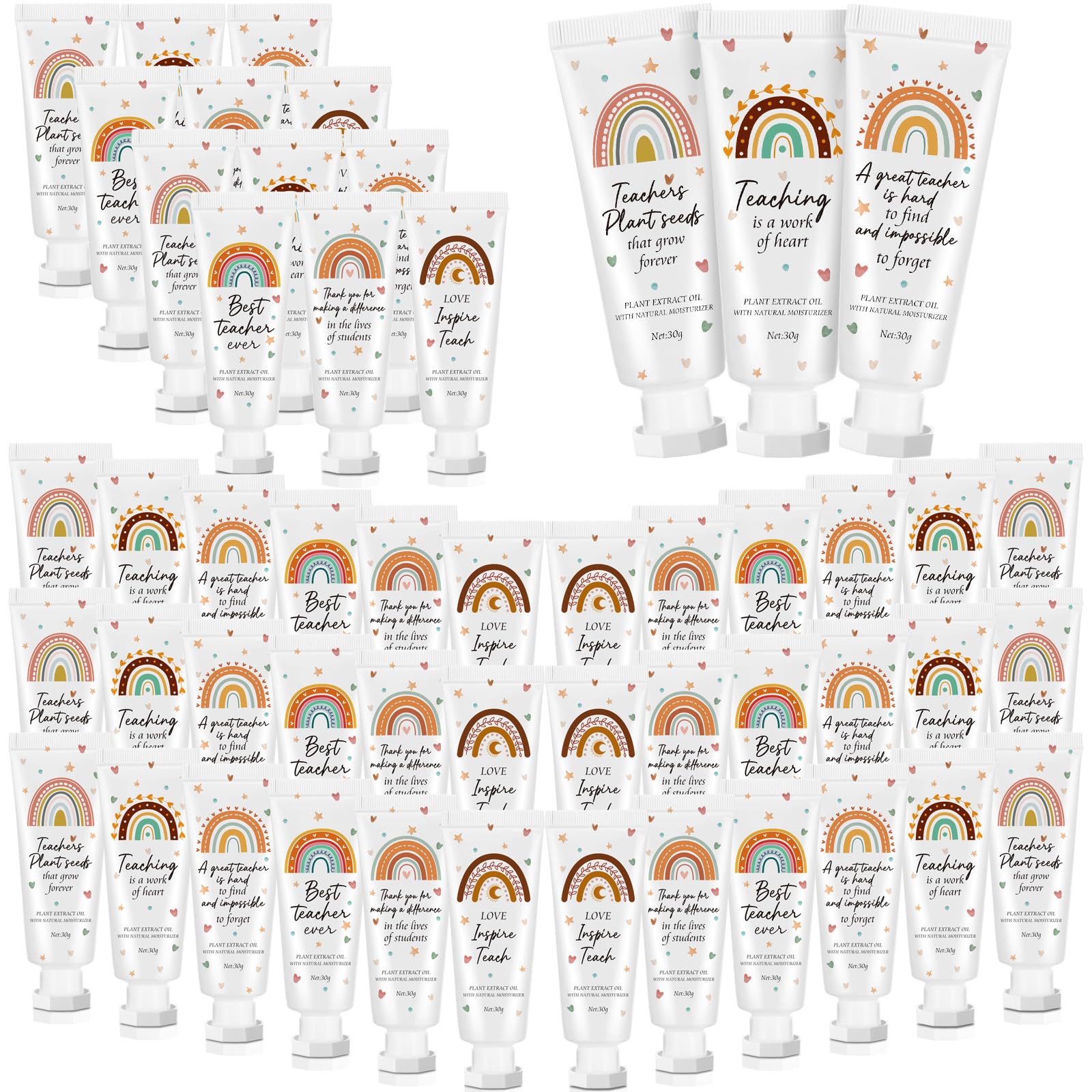 Dansib teacher appreciation hand cream with boho rainbow design for quick hydration.