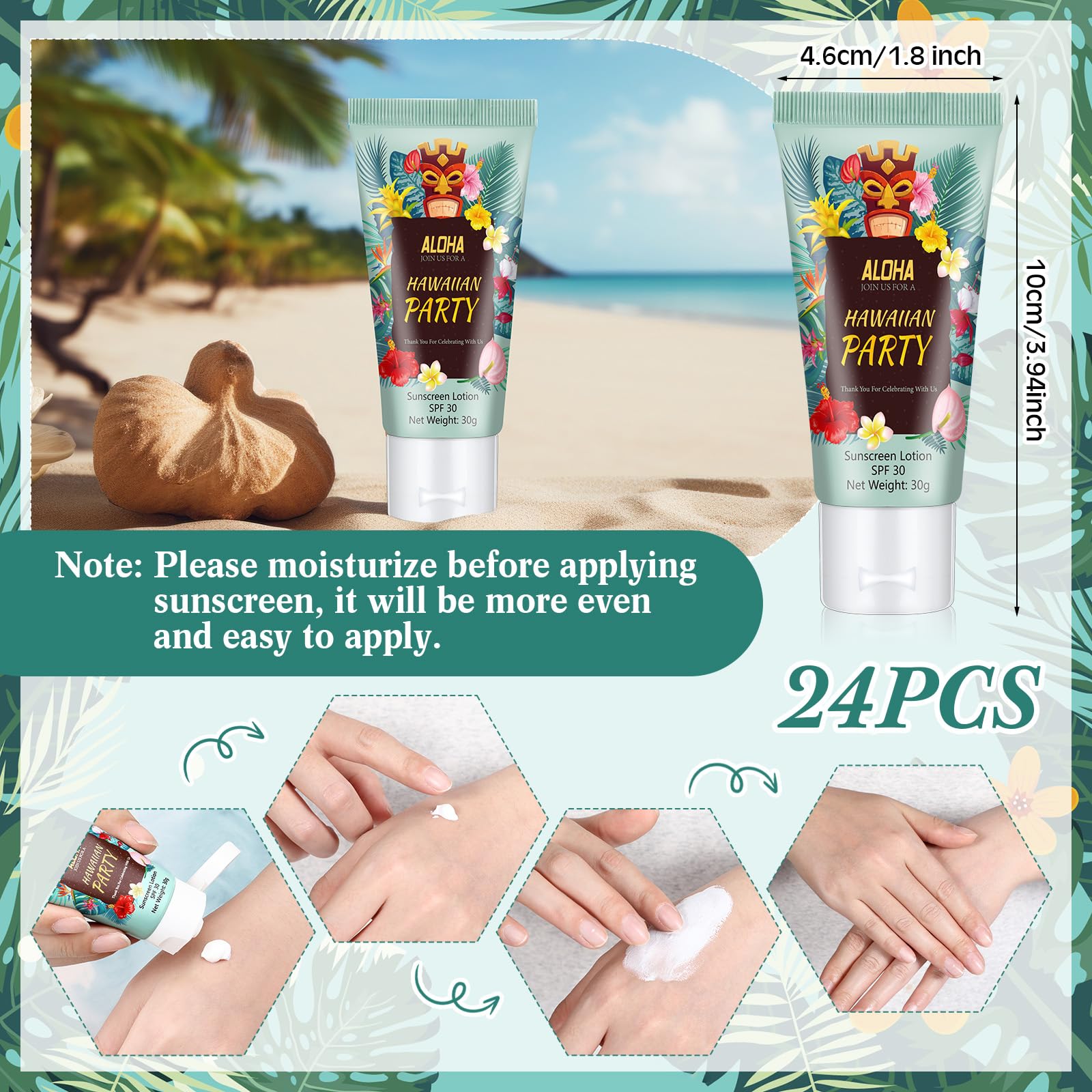 Dansib gift-pack mini sunscreen with a Thank You note for guests.