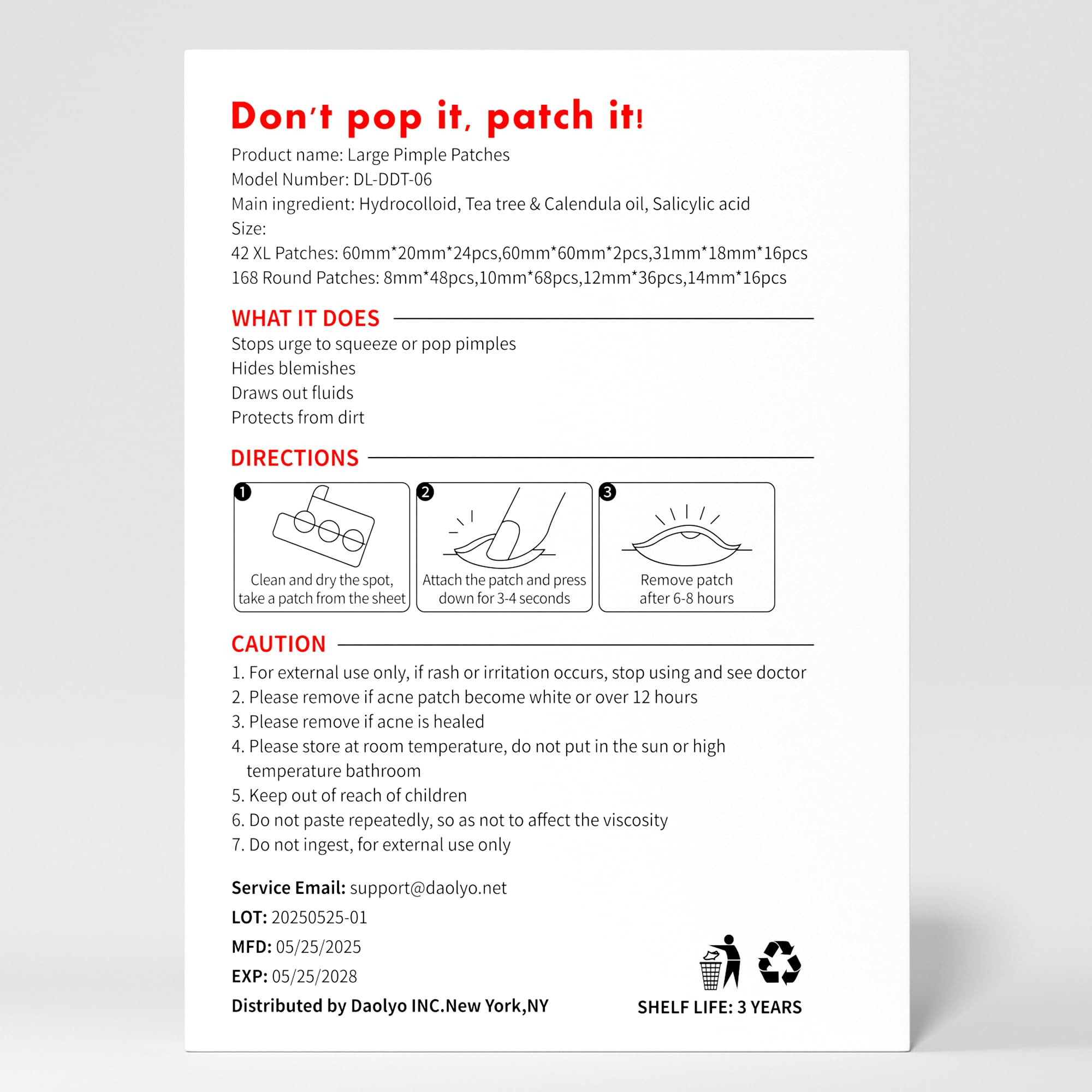 Daolyo patch on skin ready for 6–8 hour wear, discreet protection